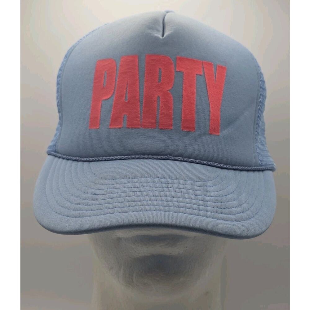 Vintage Cobra Party Trucker Hat Foam Mesh Baby Blue
